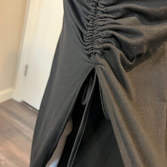 Chic Me Black Ladder cutout Slit Gold Buckle Ruched bodycon Dress, Size Medium - Picture 14 of 16